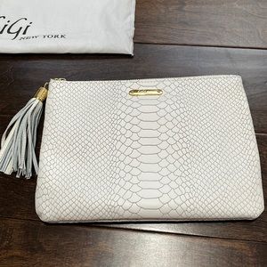 Gigi white embossed clutch